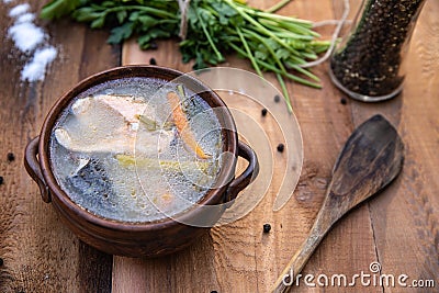 Fish soup, ukha, uha, russian soup, russiansoup Stock Photo